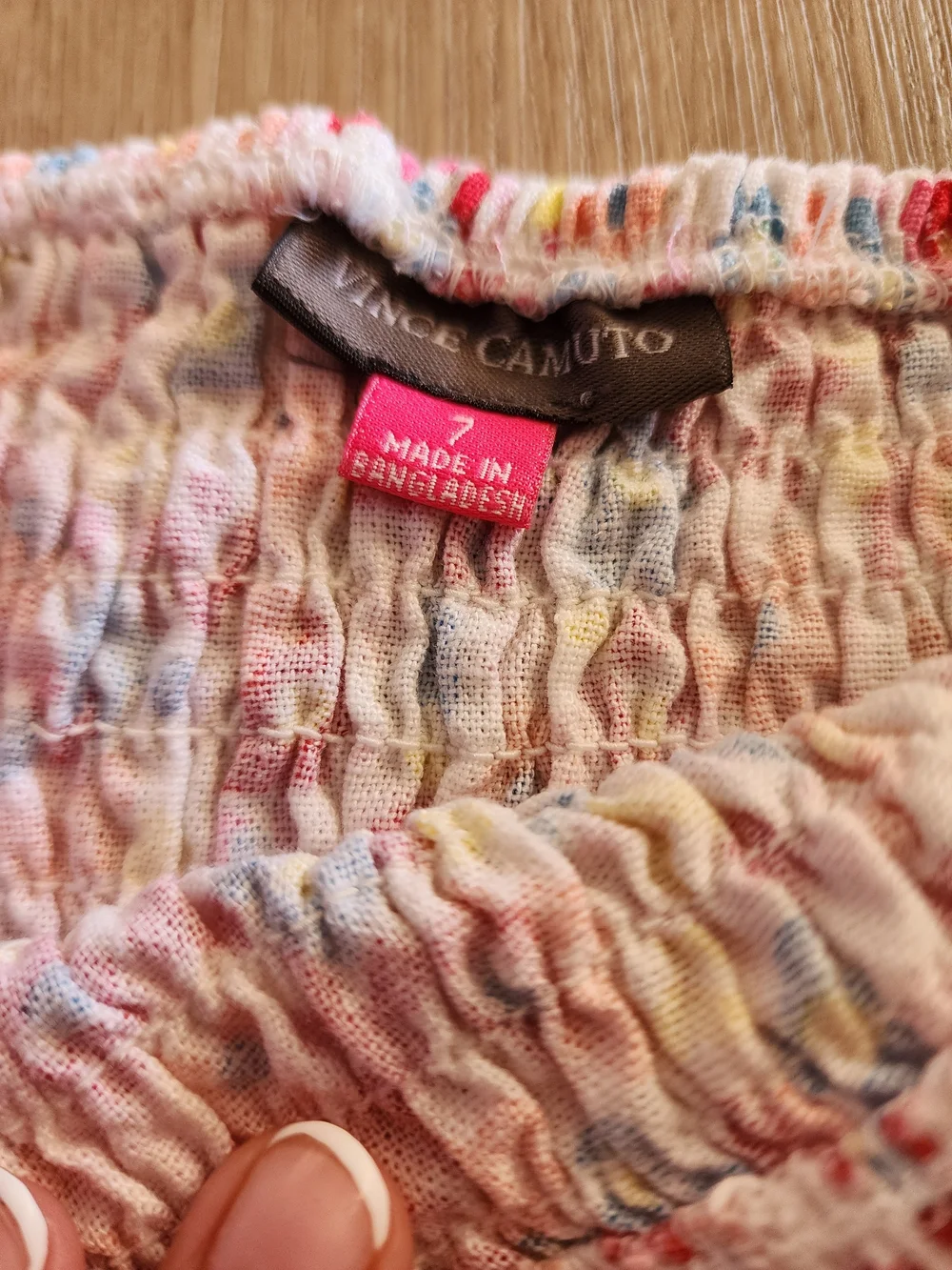 Vince Camuto Pink Floral Smocked Off-Shoulder Crop Top